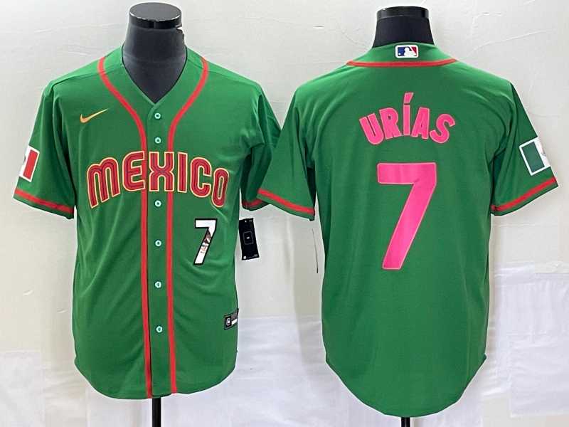 Mens Mexico Baseball #7 Julio Urias Number 2023 Green World Classic Stitched Jersey7